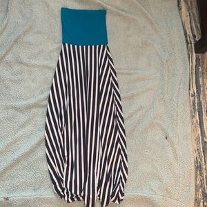 Blue and striped maxi dress size small